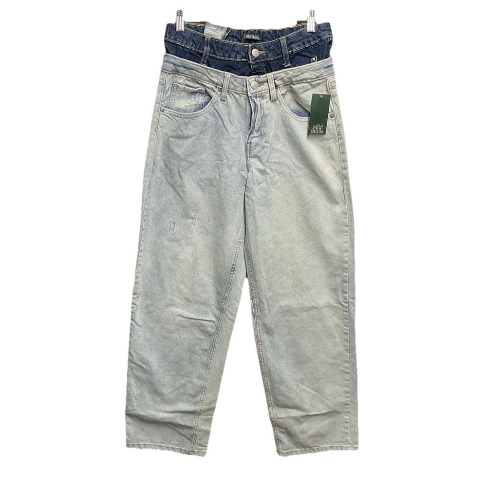 Wild Fable Jeans Womens 4 Double Waistband 90s Relaxed Straight Mid Rise Easy